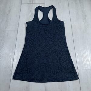 Lululemon Cool Racerback Prima Inkwell Black Blue Tank Top Womens Size 4 Floral